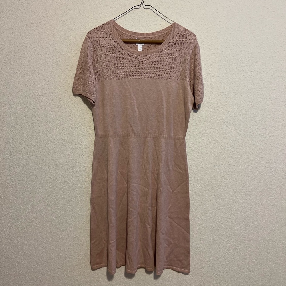 dressbarn Blush Pink Knit Fit-and-Flare Dress